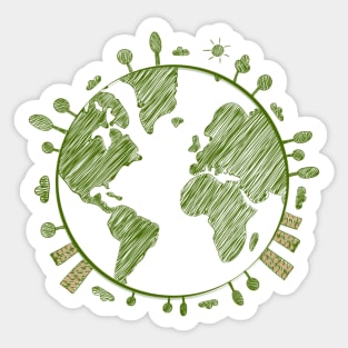 Green Planet Earth Sticker